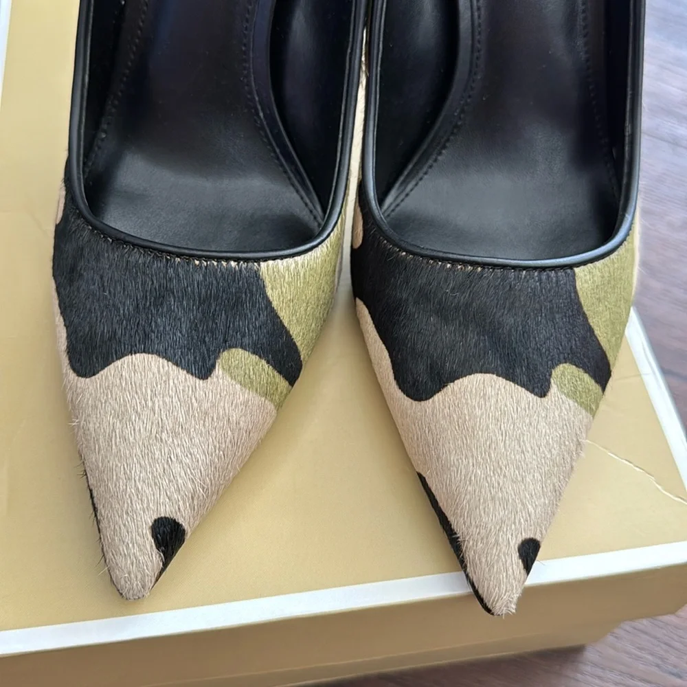 Michael Kors NWT Amara Camouflage Dyed Real Hair Cow Fur Leather Women's Pump.